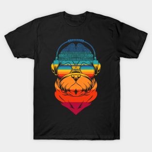 Dog Pug Retro Headphones T-Shirt